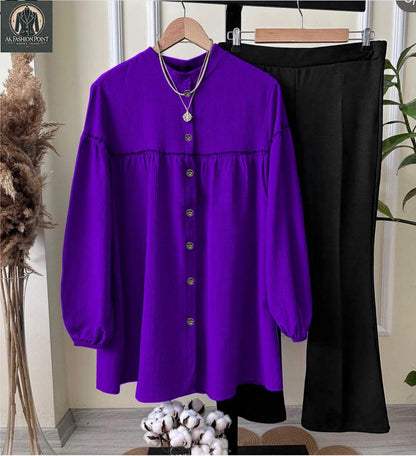 2 Pcs Woman Stitched plain shirt