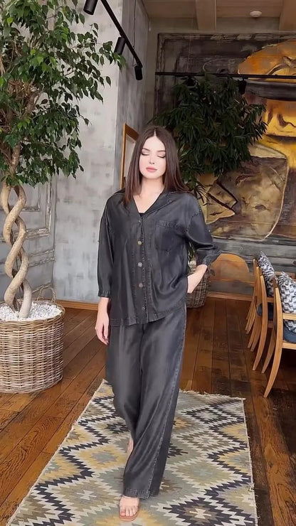 Denom Plain 2 Pcs Suit