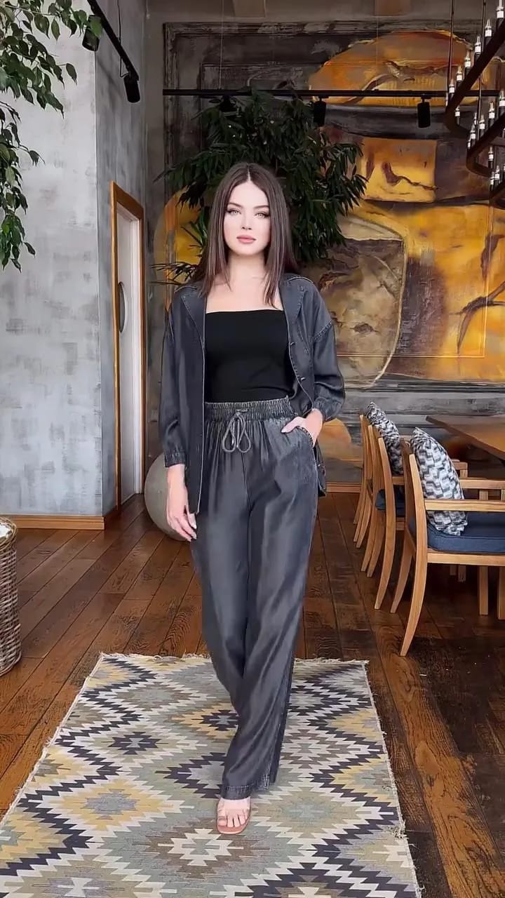 Denom Plain 2 Pcs Suit