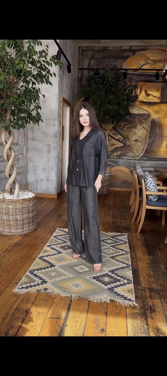 Denom Plain 2 Pcs Suit